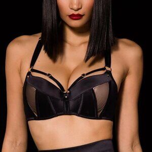 Honey Birdette Bra jimmy push up strappy buckle womens Black (size 34B) lingerie